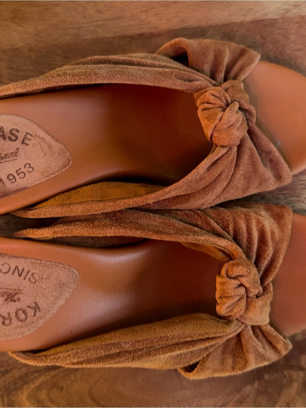 Kork-Ease Brown Suede Knot Slide Mules